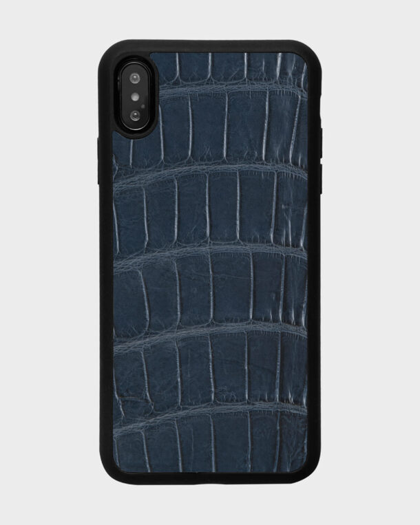 Чехол из темно-синей кожи крокодила для iPhone XS Max