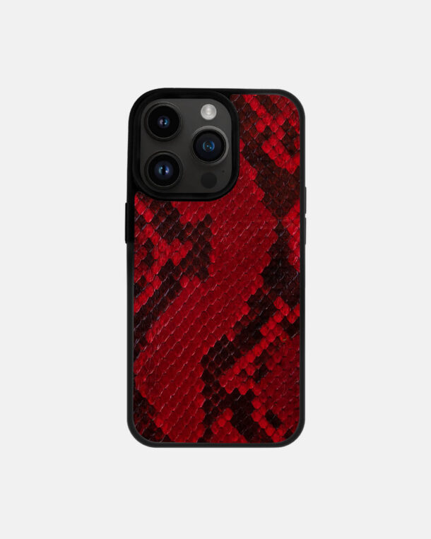 Чохол із червоної шкіри пітона з дрібними лусочками для iPhone 14 Pro
