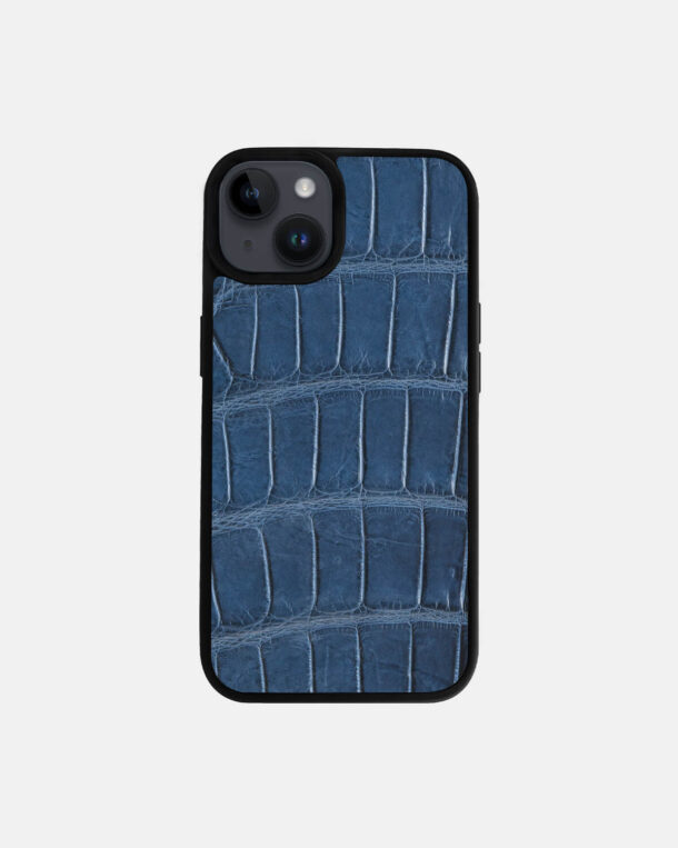 Чохол із темно-синьої шкіри крокодила для iPhone 14