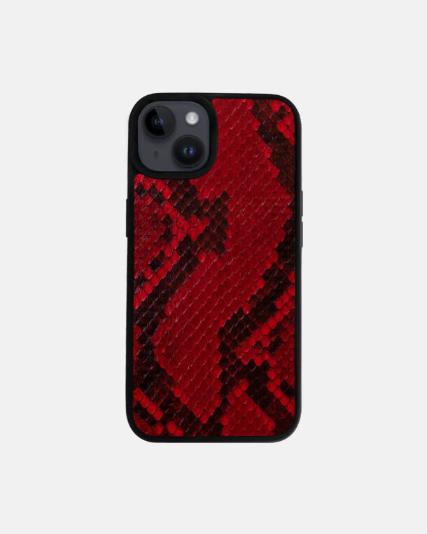 Чохол із червоної шкіри пітона з дрібними лусочками для iPhone 14