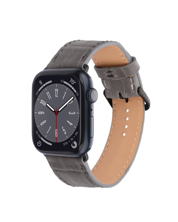 Ремінець для Apple Watch з телячої шкіри, тисненої під крокодила у сірому кольорі