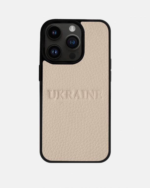 Чехол из кожи флотарий с тиснением UKRAINE для iPhone
