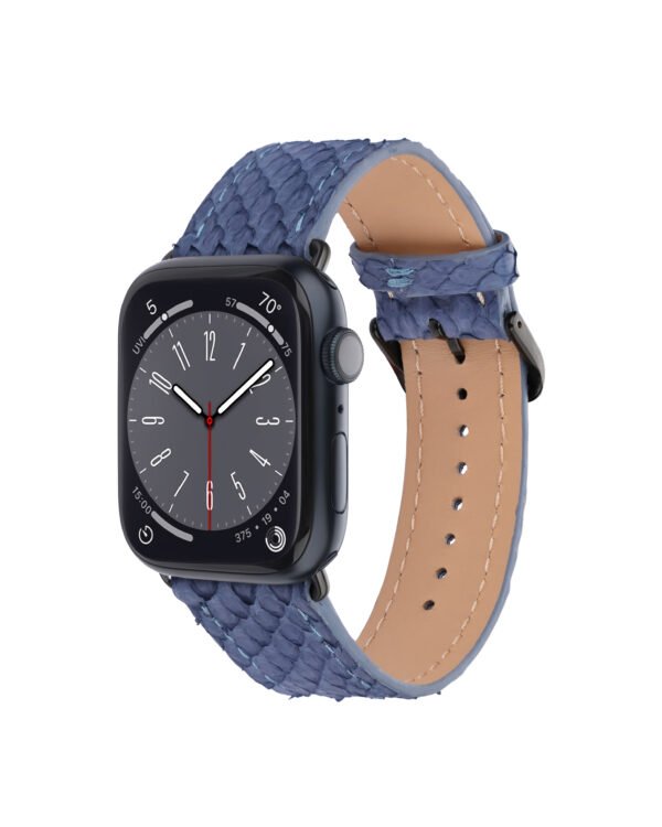 Ремінець для Apple Watch зі шкіри пітона у темно-синьому кольорі