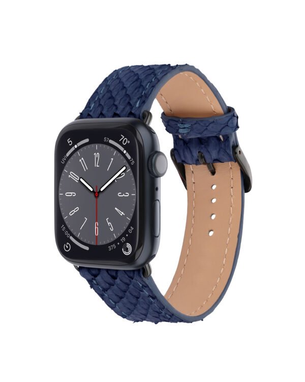 Ремінець для Apple Watch зі шкіри пітона у темно-синьому кольорі