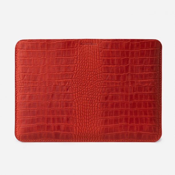 Відкритий чохол для MacBook 15 Pro з телячої шкіри, тисненої під крокодила у червоному кольорі