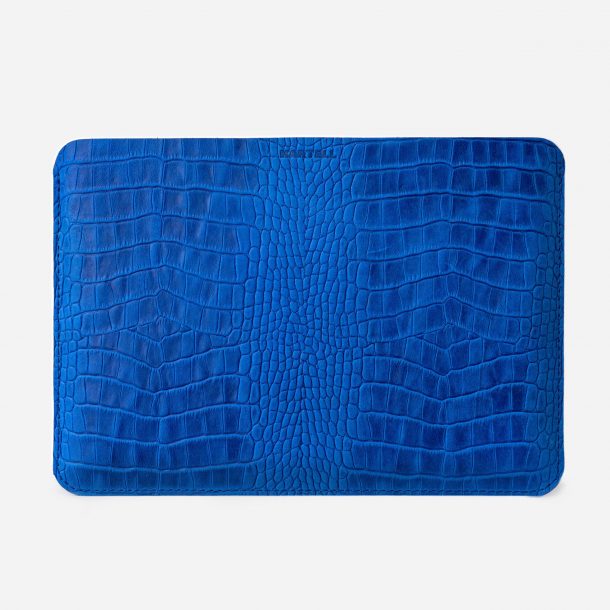 Відкритий чохол для MacBook 13 Air Pro з телячої шкіри, тисненої під крокодила у синьому кольорі