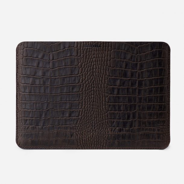 Відкритий чохол для MacBook 13 Air Pro з телячої шкіри, тисненої під крокодила у темно-коричневому кольорі
