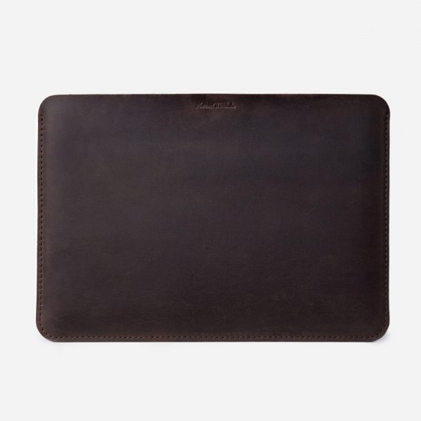 Відкритий чохол для MacBook 14 Pro зі шкіри крейзі хорс, в темно-коричневому кольорі