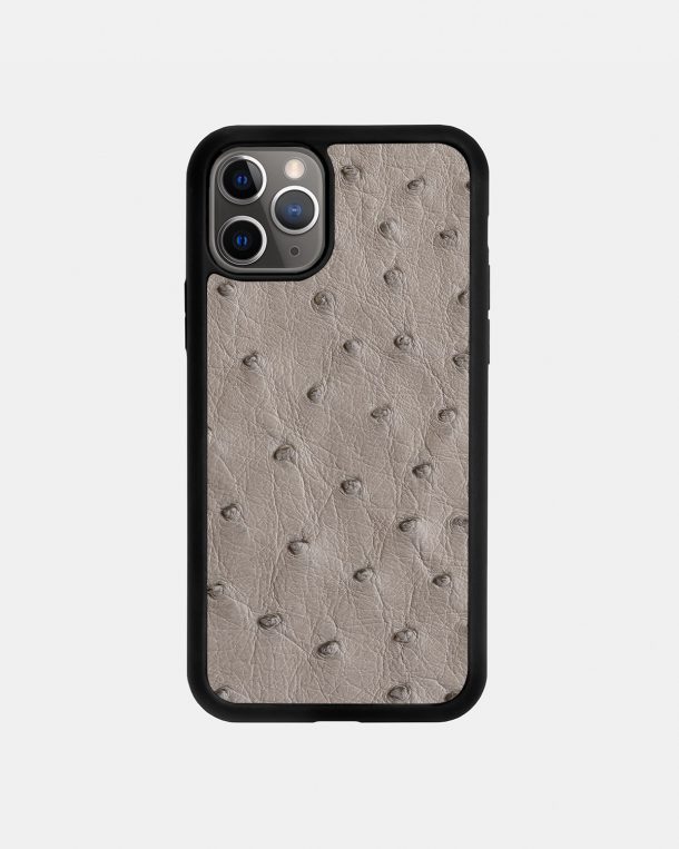 Чохол із сірої шкіри страуса з фолікулами для iPhone 11 Pro