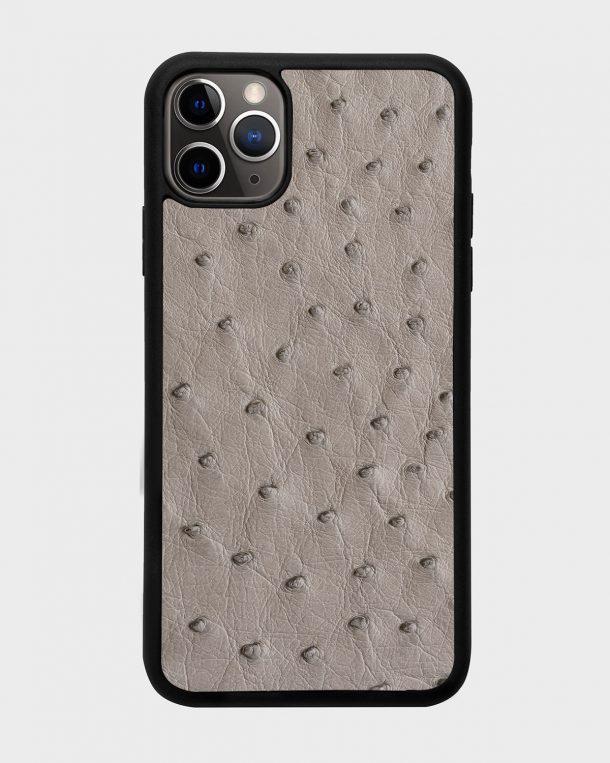 Чохол із сірої шкіри страуса з фолікулами для iPhone 11 Pro Max