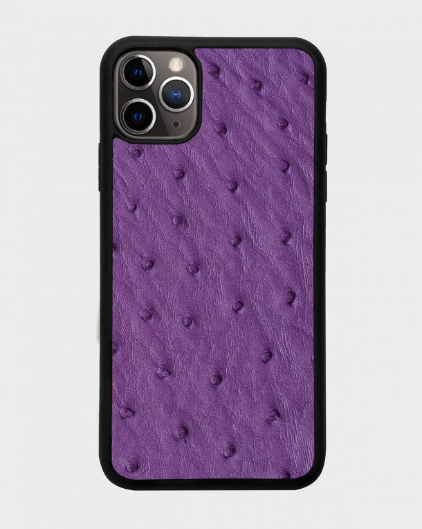 Чехол из фиолетовой кожи страуса с фолликулами для iPhone 11 Pro Max