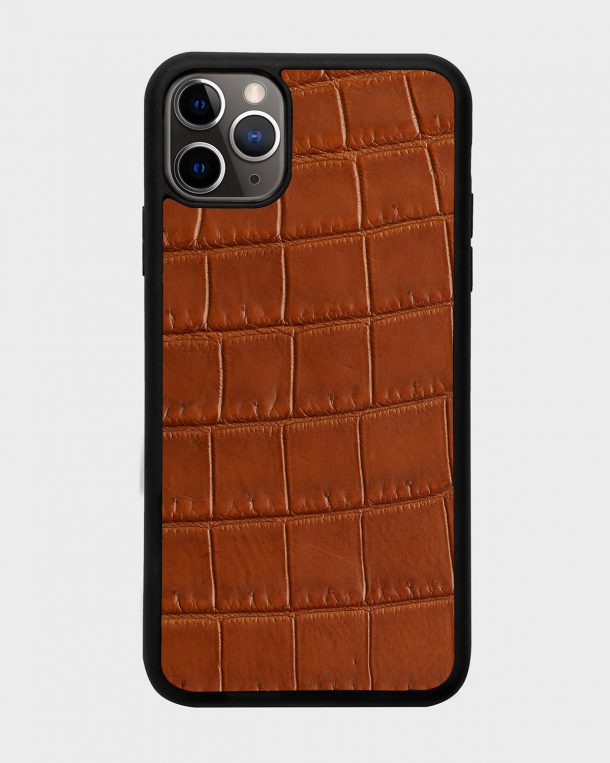 Чохол із світло-коричневої шкіри крокодила для iPhone 11 Pro Max