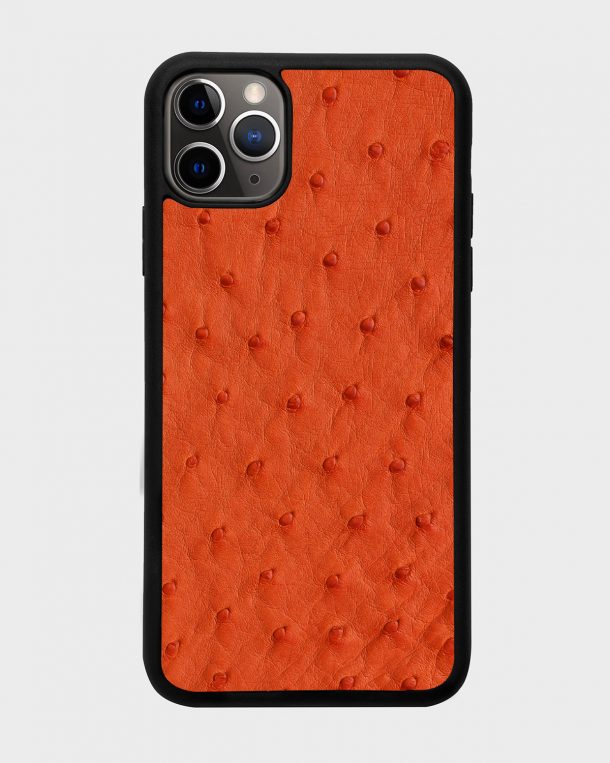 Чохол із помаранчевої шкіри страуса з фолікулами для iPhone 11 Pro Max