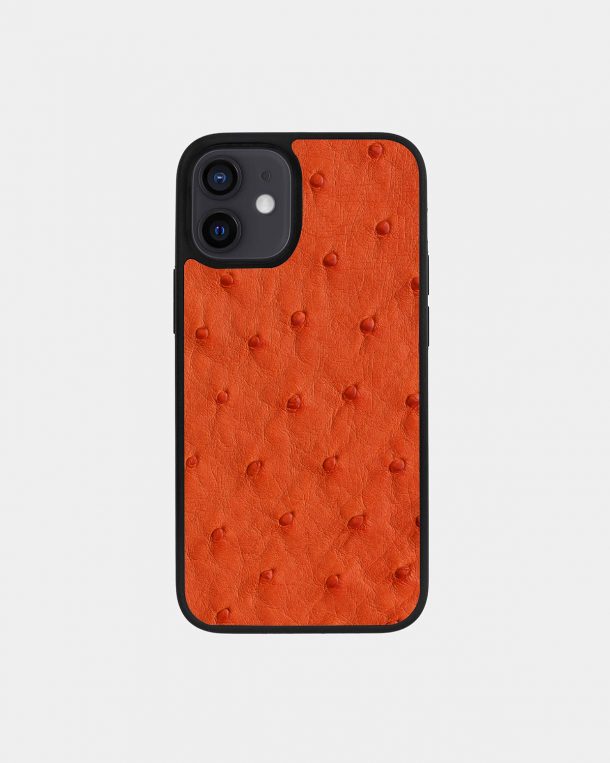 Чохол із помаранчевої шкіри страуса з фолікулами для iPhone 12