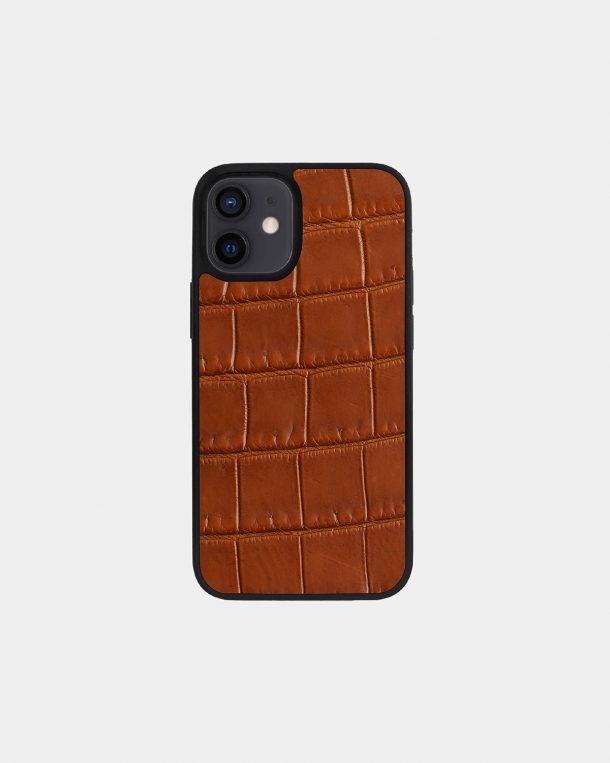 Чохол із світло-коричневої шкіри крокодила для iPhone 12 Mini
