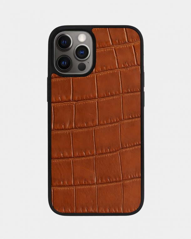 Чохол із світло-коричневої шкіри крокодила для iPhone 12 Pro Max