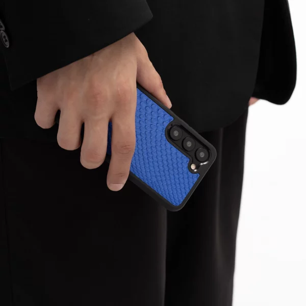 ціна на Чохол із синьої шкіри пітона з дрібними лусочками для Samsung S22 Ultra