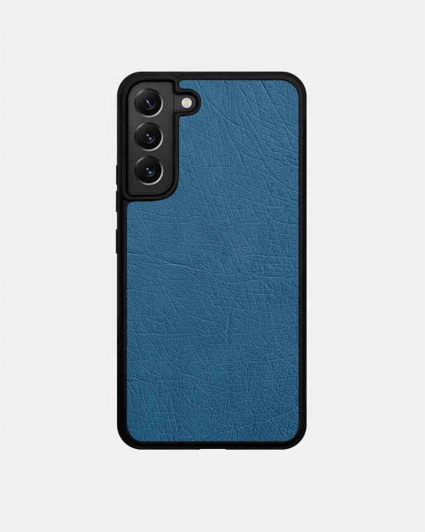 Чехол из голубой кожи страуса без фолликул для Samsung S22