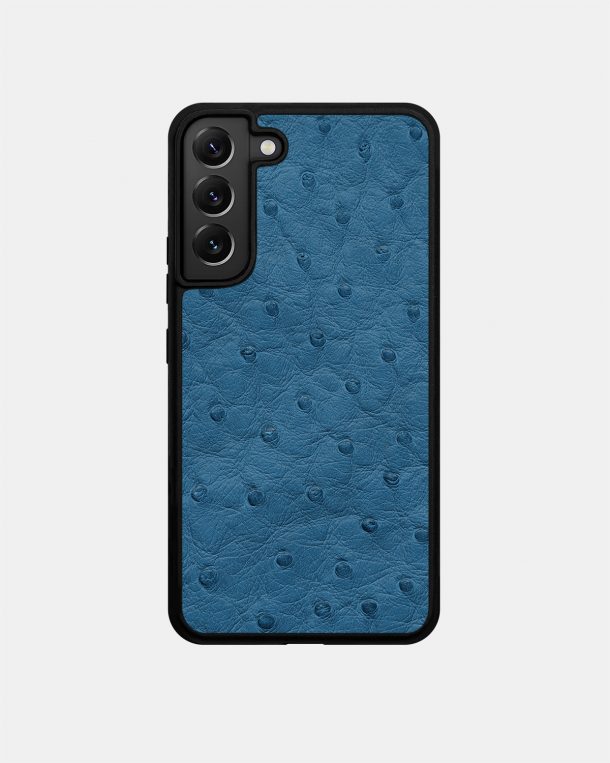 Blue ostrich skin case with follicles for Samsung S22