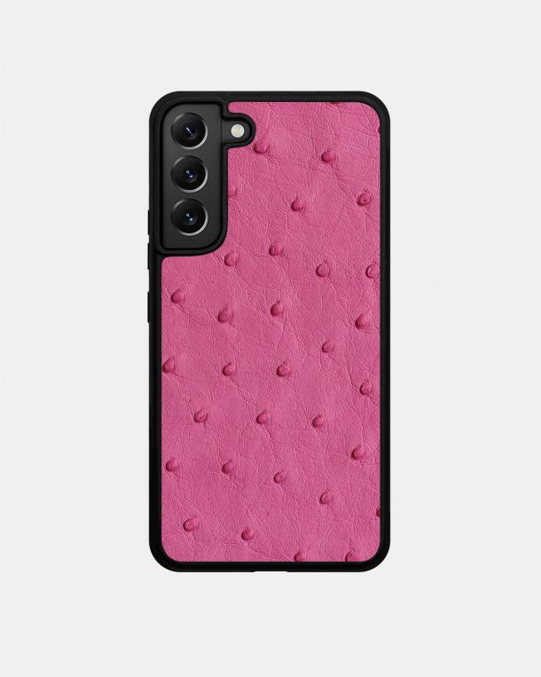 Чехол из ярко-розовой кожи страуса с фолликулами для Samsung S22