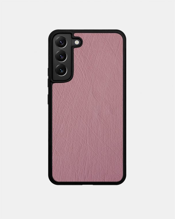 Чохол із рожевої шкіри страуса без фолікул для Samsung S22