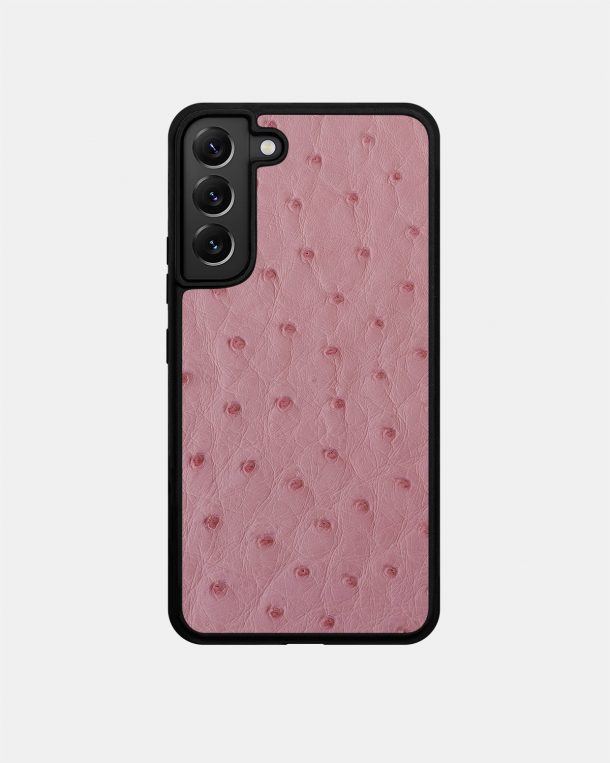 Чохол із рожевої шкіри страуса з фолікулами для Samsung S22