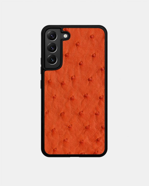 Orange Follicle Ostrich Leather Case for Samsung S22