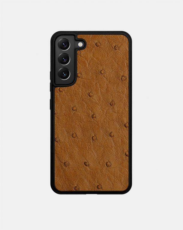 Light Brown Follicle Ostrich Leather Case for Samsung S22