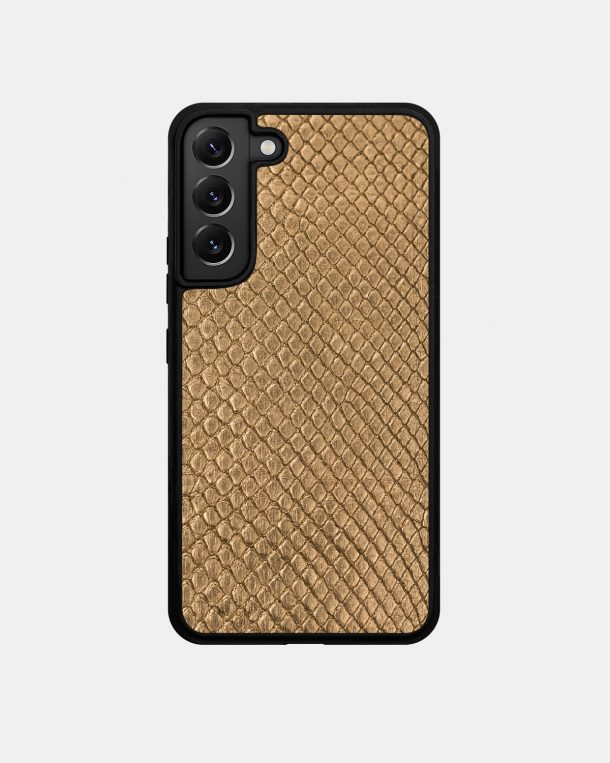 Gold python leather case with fine scales for Samsung S22