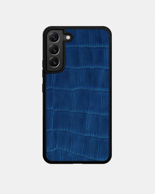 Ultramarine Crocodile Embossed Calf Leather Case for Samsung S22