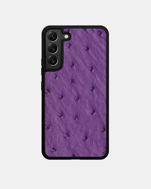 Чехол из фиолетовой кожи страуса с фолликулами для Samsung S22