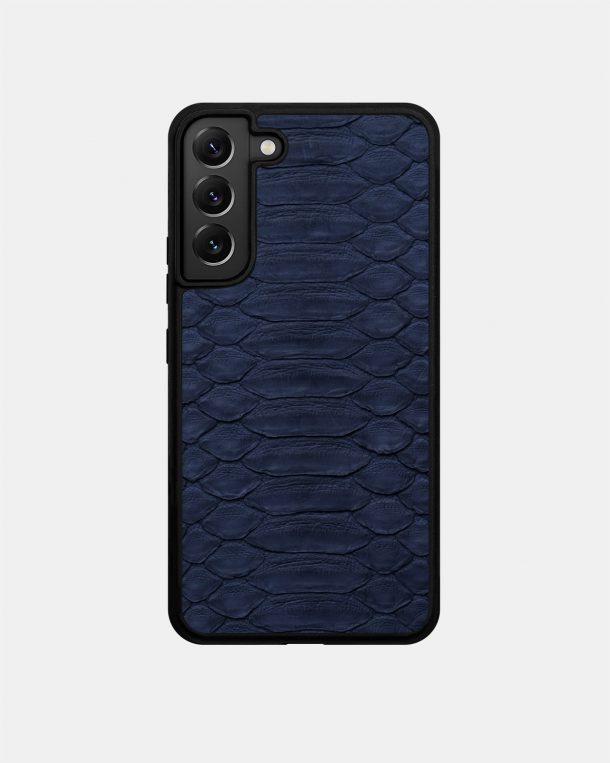 Samsung S22 case in dark blue python skin with wide scales