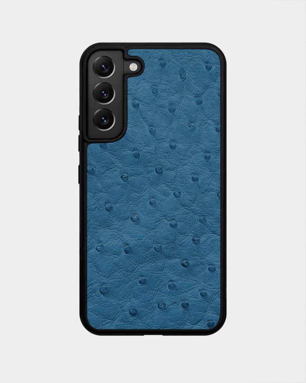 Blue ostrich skin case with follicles for Samsung S22 Plus