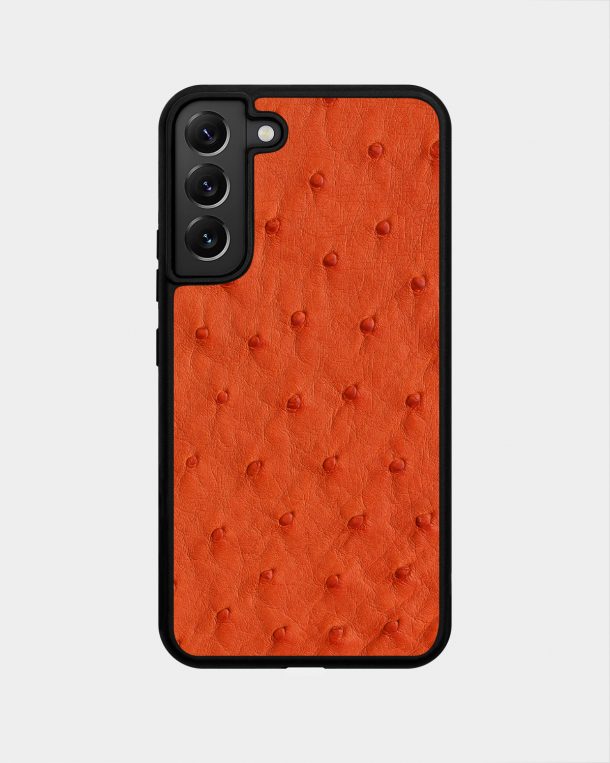 Orange Follicle Ostrich Leather Case for Samsung S22 Plus