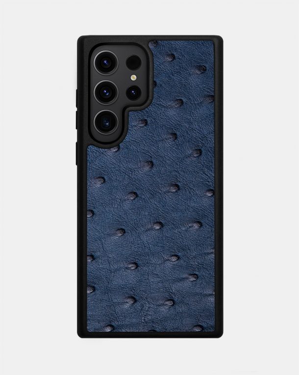 Чохол із темно-синьої шкіри страуса з фолікулами для Samsung S23 Ultra