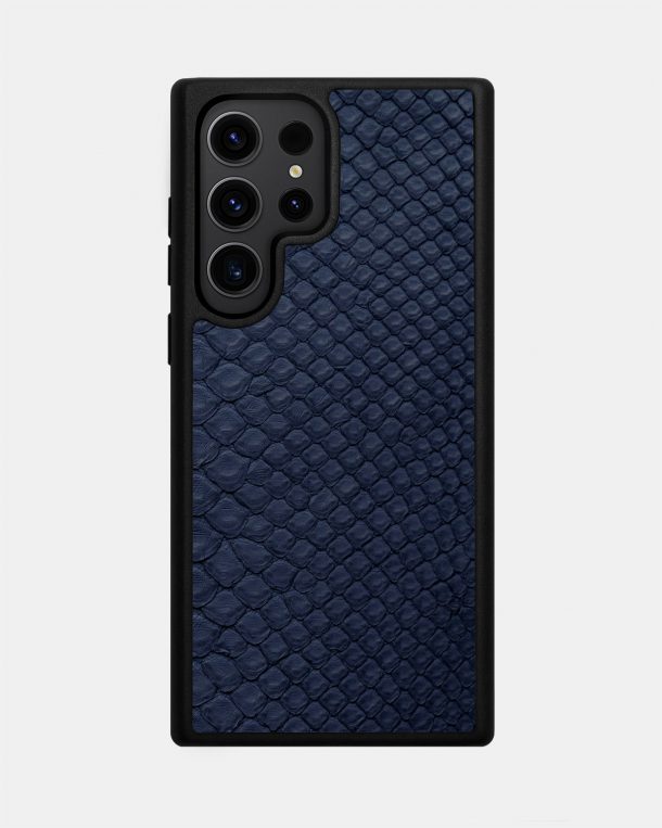 Samsung S23 Ultra Dark Blue Python Leather Case with Fine Scales
