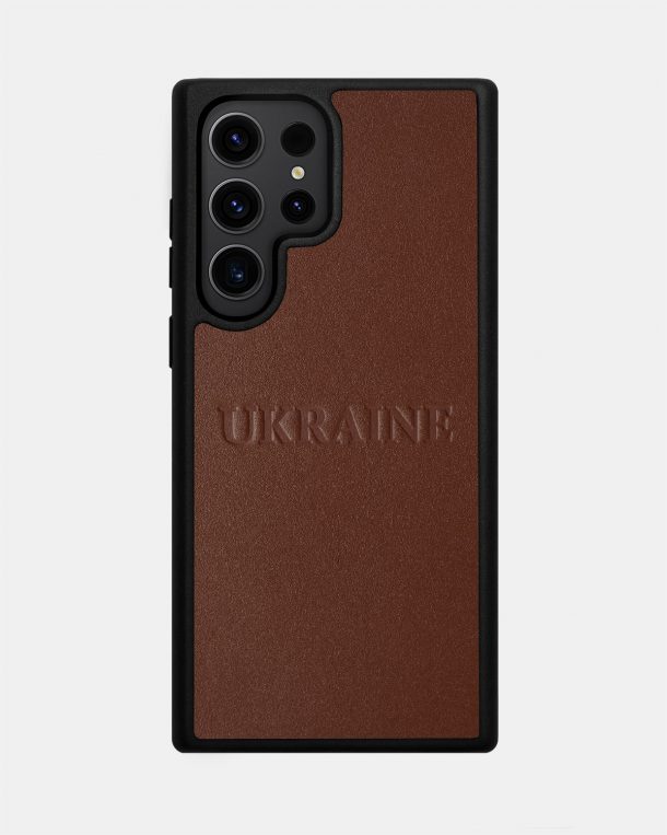 Calf leather cover with UKRAINE embossing for Samsung
