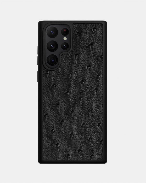 Black ostrich skin case with follicles for Samsung S22 Ultra