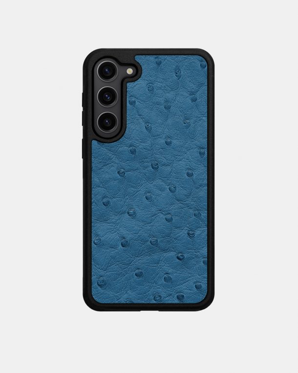 Blue ostrich skin case with follicles for Samsung S23