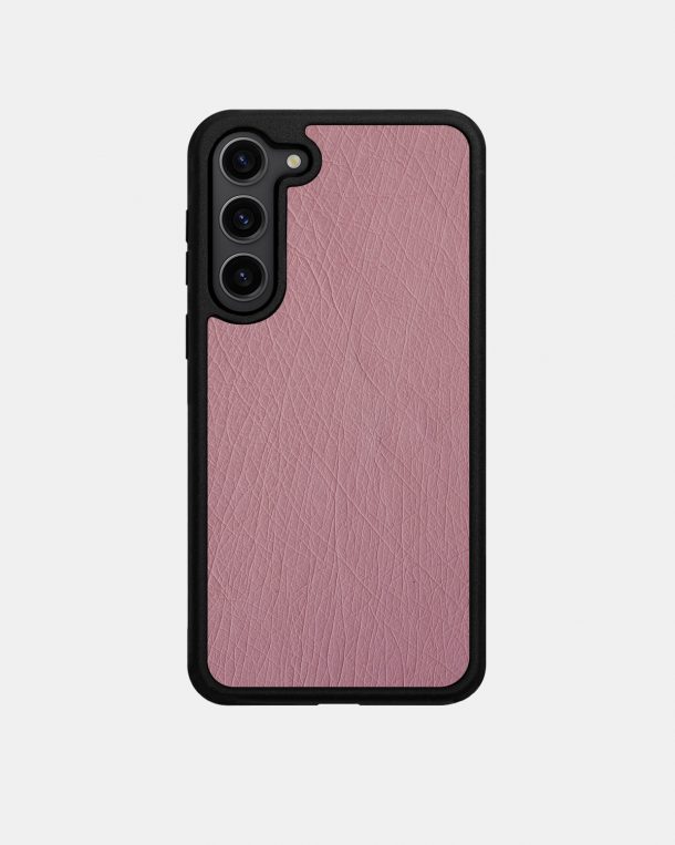 Чехол из розовой кожи страуса без фолликул для Samsung S23
