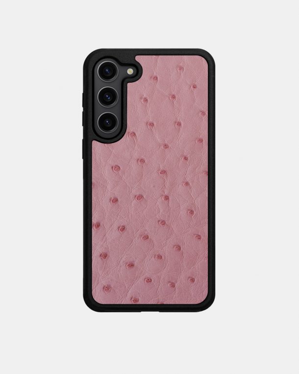 Чохол із рожевої шкіри страуса з фолікулами для Samsung S23