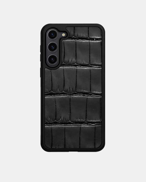 Black crocodile skin case for Samsung S23