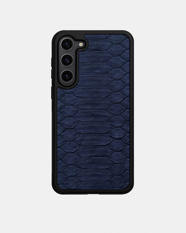Samsung S23 case in dark blue python skin with wide scales