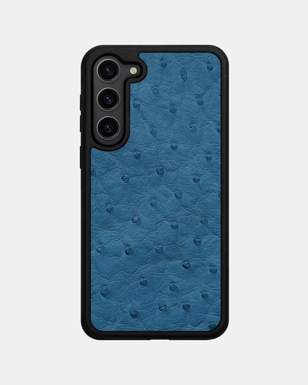Blue ostrich skin case with follicles for Samsung S23 Plus