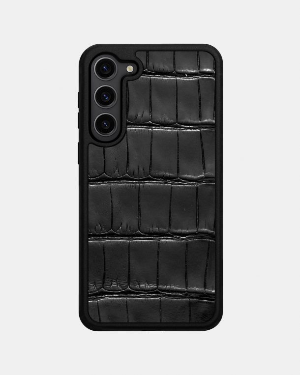 Black crocodile skin case for Samsung S23 Plus
