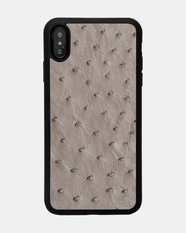 Чехол из серой кожи страуса с фолликулами для iPhone X