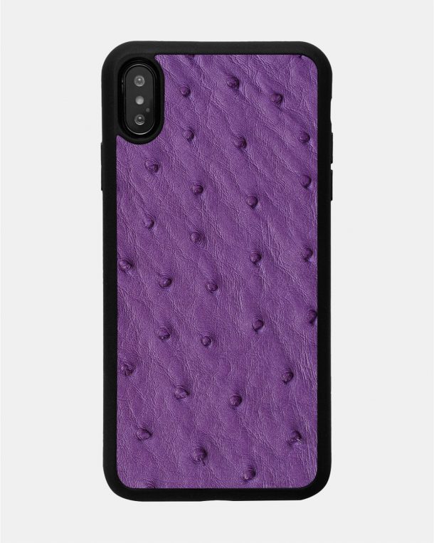 Чехол из фиолетовой кожи страуса с фолликулами для iPhone X
