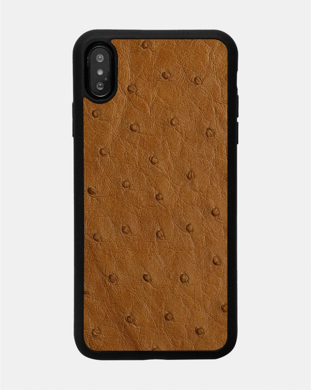 Чехол из светло-коричневой кожи страуса с фолликулами для iPhone X
