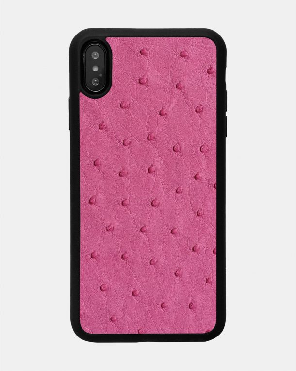 Чехол из ярко-розовой кожи страуса с фолликулами для iPhone X