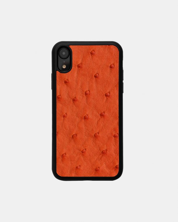 Чохол із помаранчевої шкіри страуса з фолікулами для iPhone XR